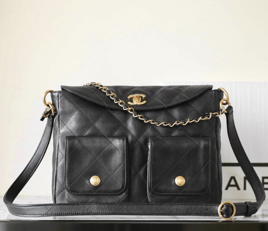 24P春夏郵差包/嬉皮 黑色大號_2