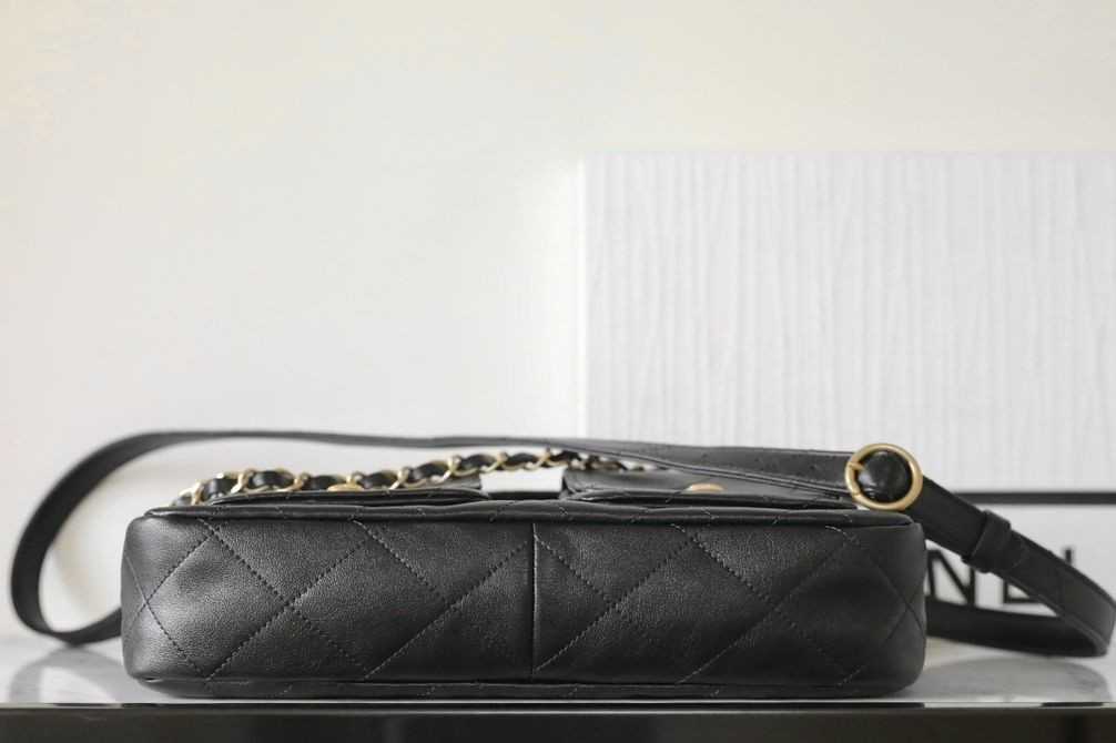 24P春夏郵差包/嬉皮 黑色大號_6