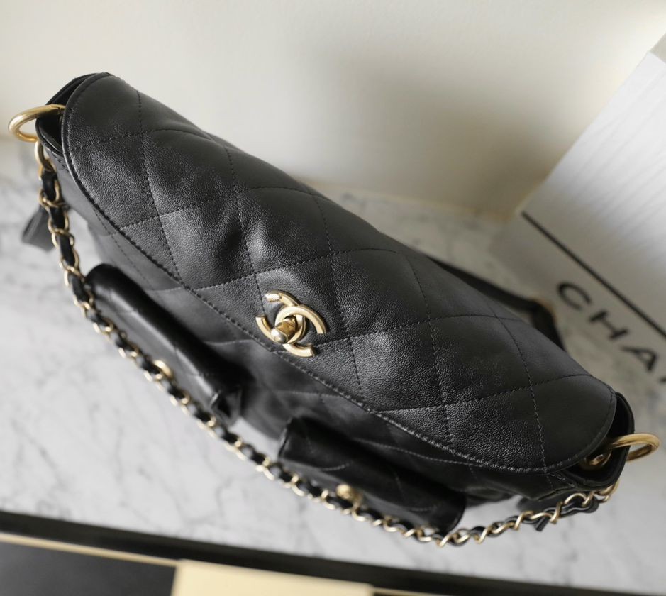 24P春夏郵差包/嬉皮 黑色大號_5