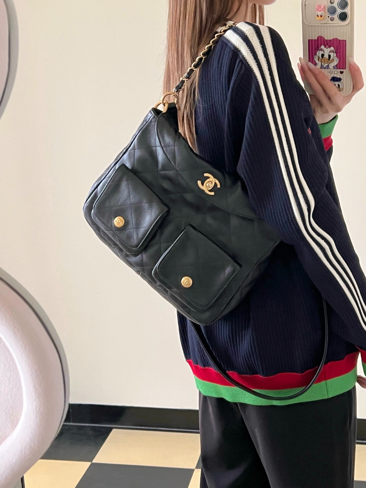 24P春夏郵差包/嬉皮 黑色大號_10