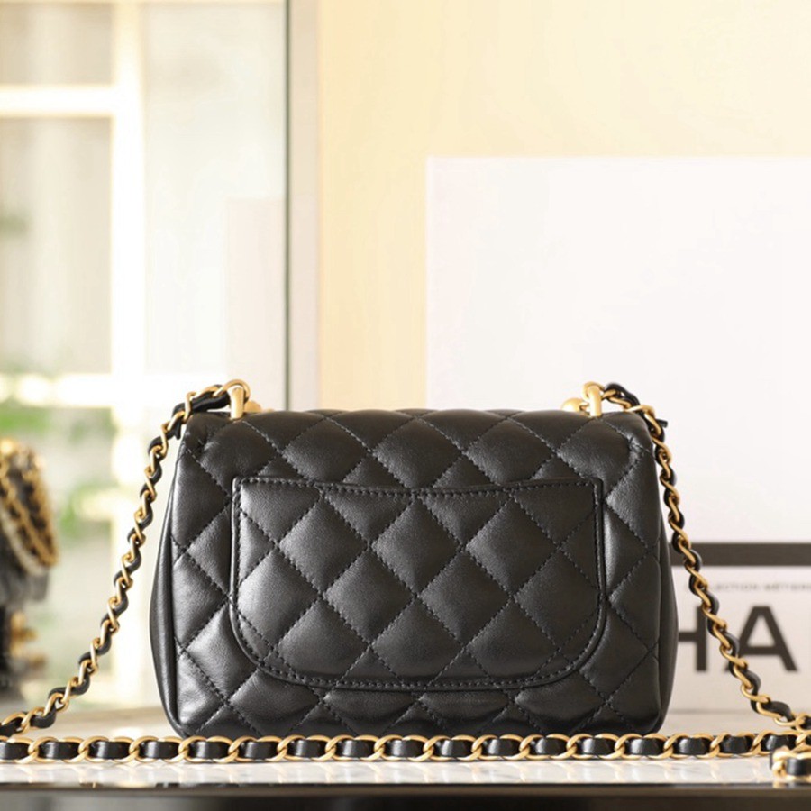 24P春夏 珍珠鏈條口蓋包 黑色_4