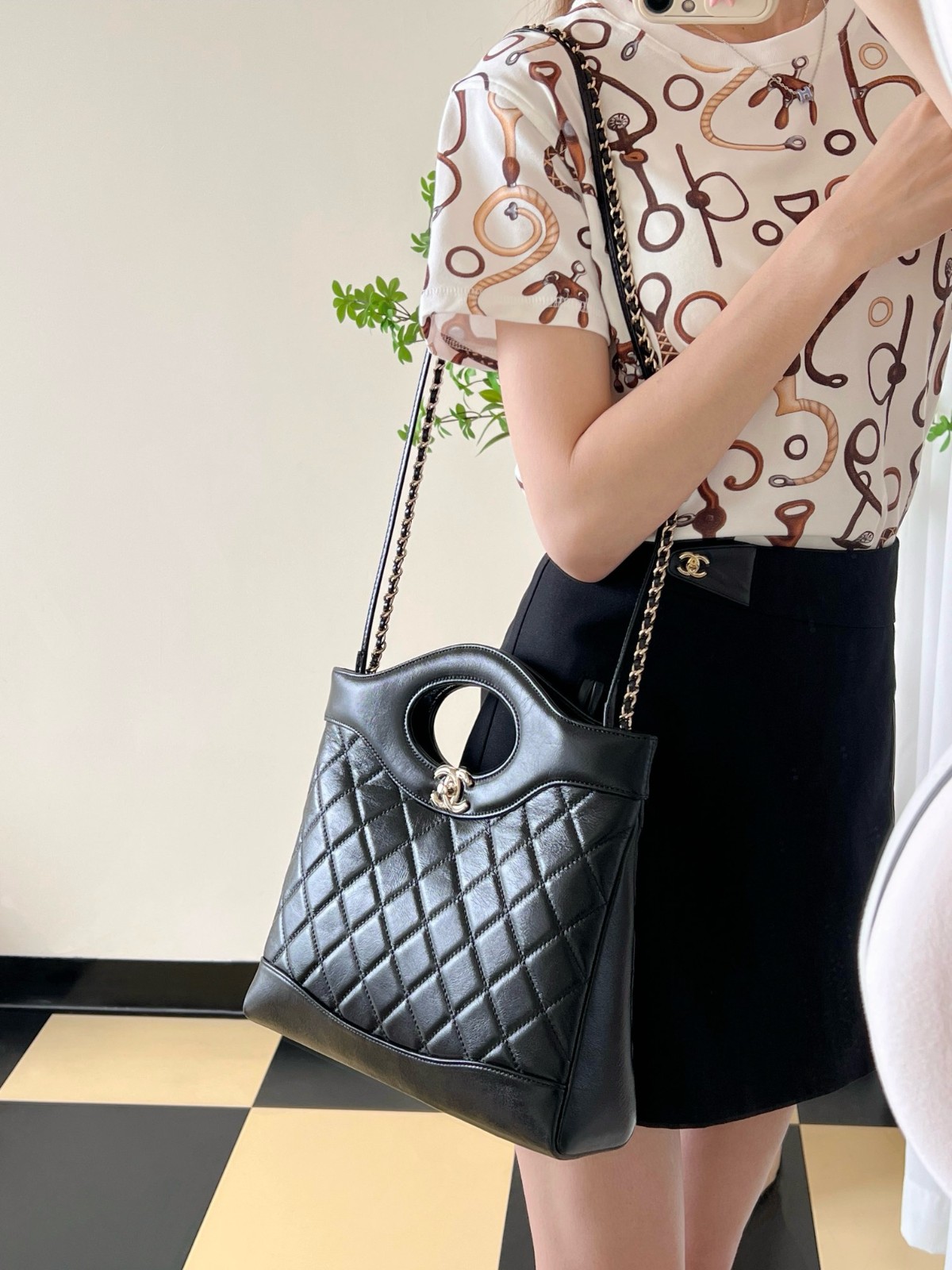 31Bag小號亮面小羊皮 黑色_8