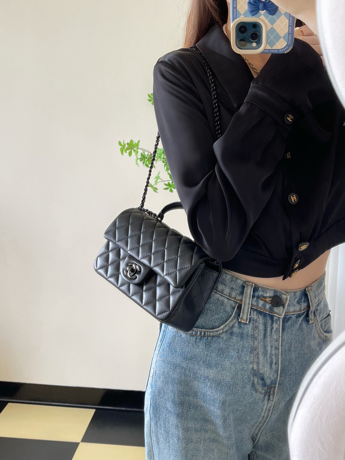 24A手柄CF So Black CF大Mini手提包_7