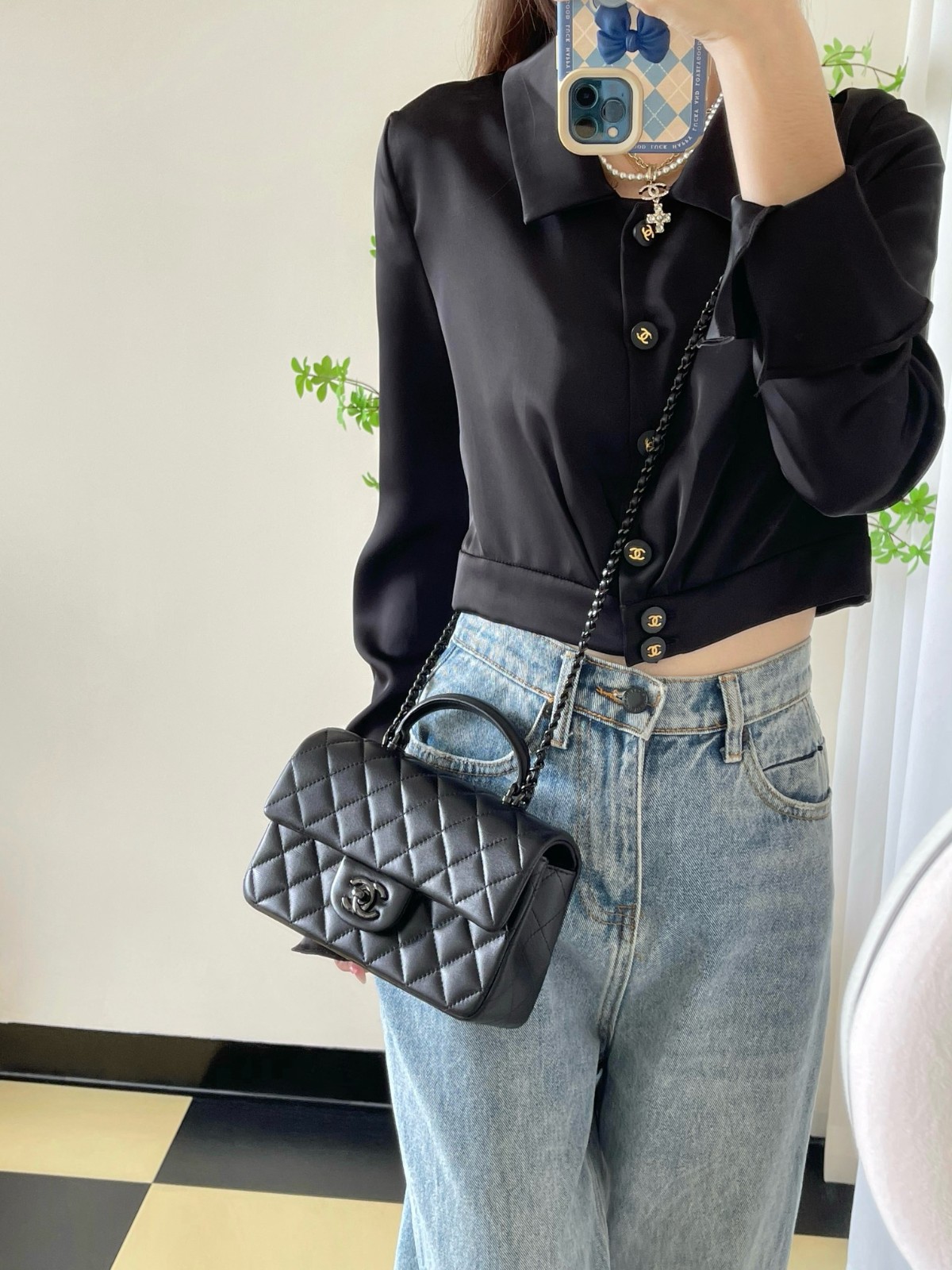 24A手柄CF So Black CF大Mini手提包_8