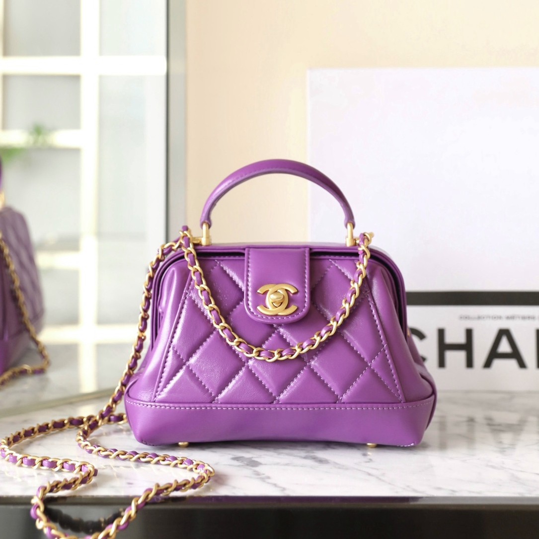 24A高級手提醫生包紫色中號_6