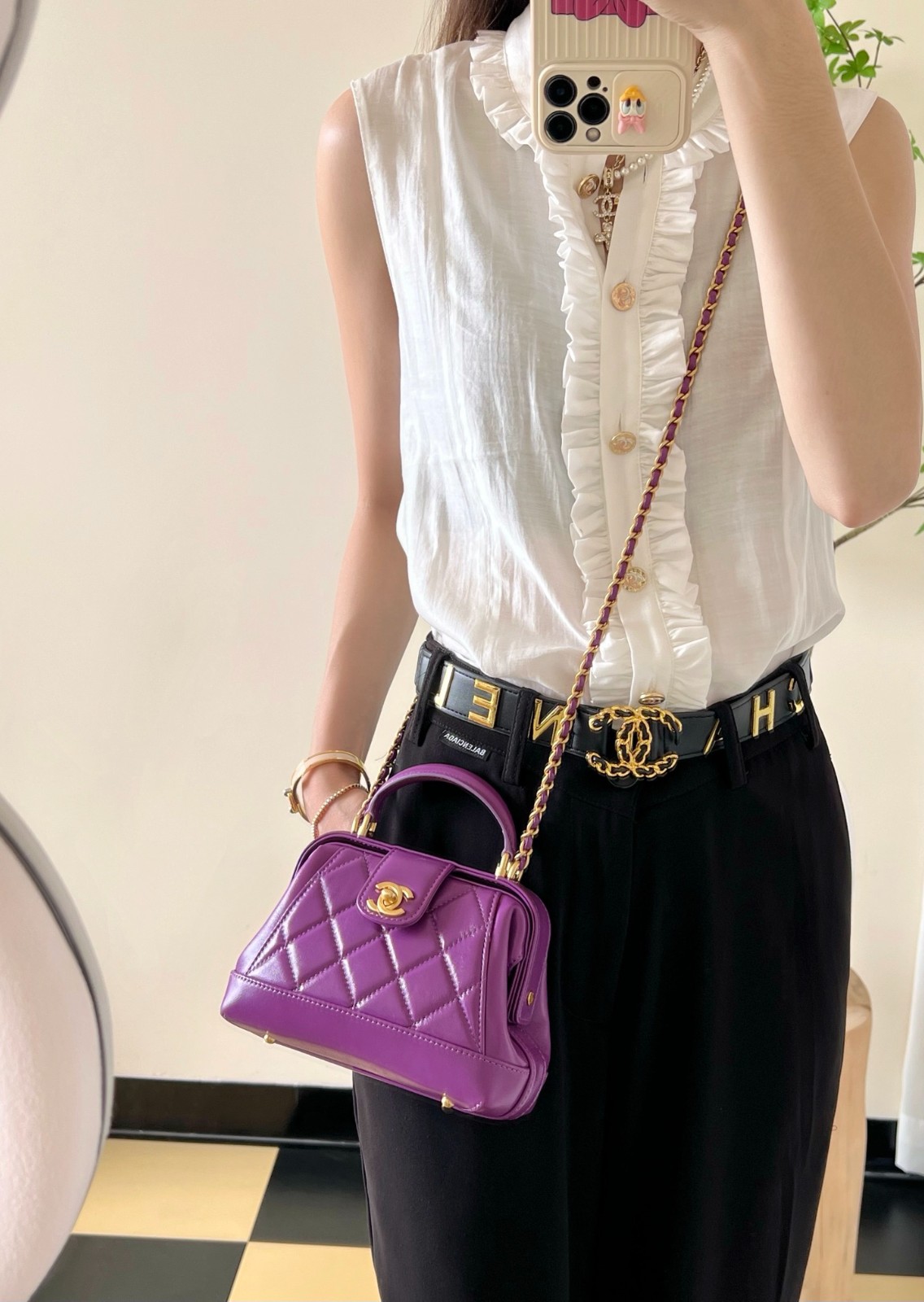 24A高級手提醫生包紫色中號_8