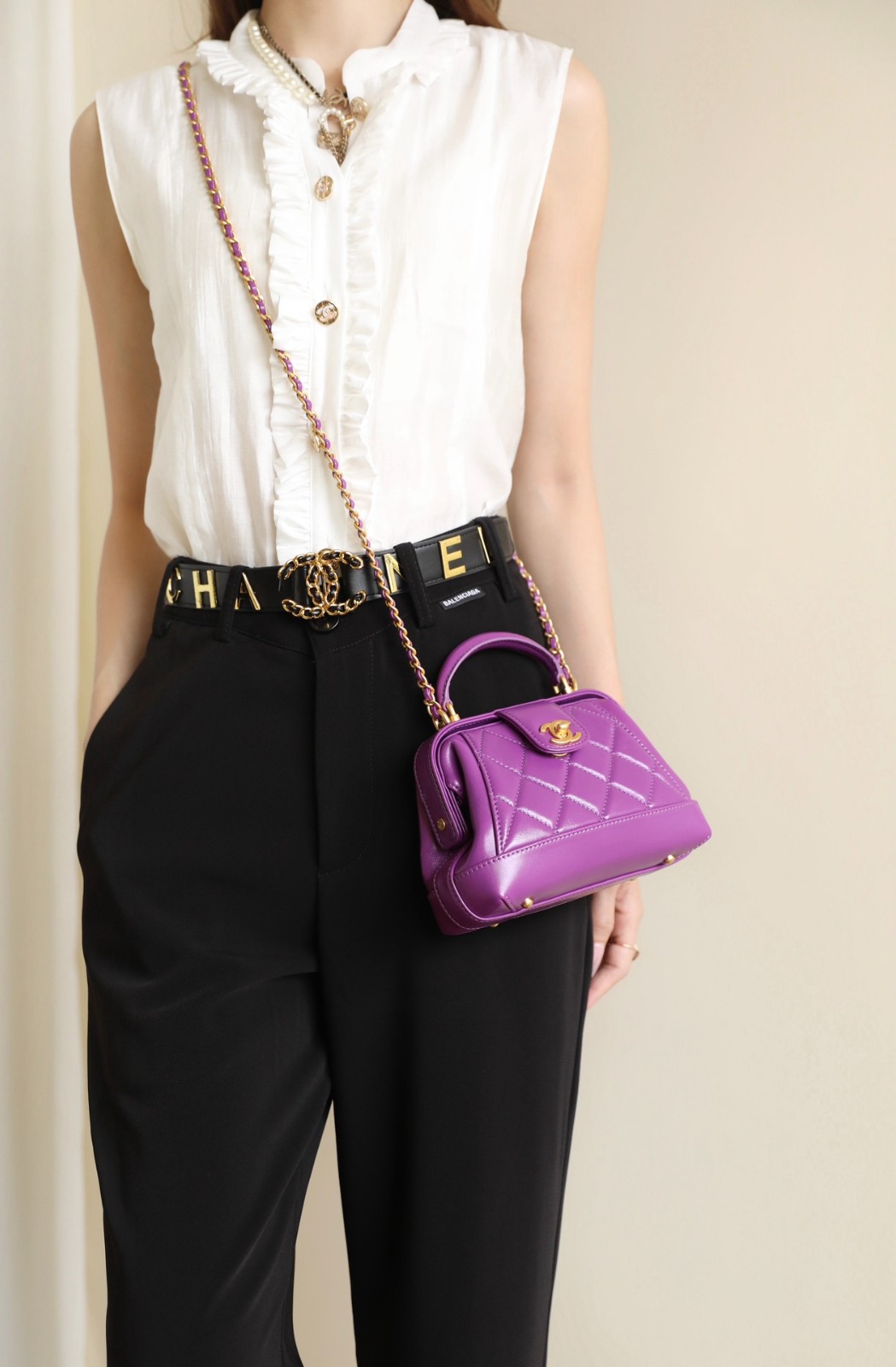 24A高級手提醫生包紫色中號_7