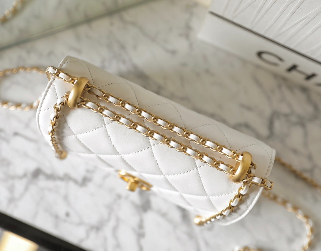 24C 雙金珠口蓋包 白色 小號_3