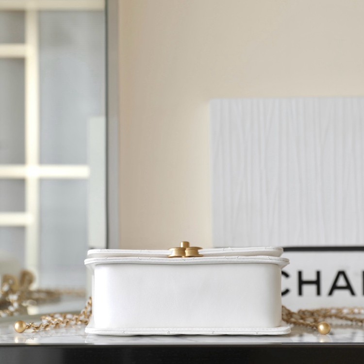 24C 雙金珠口蓋包 白色 小號_4