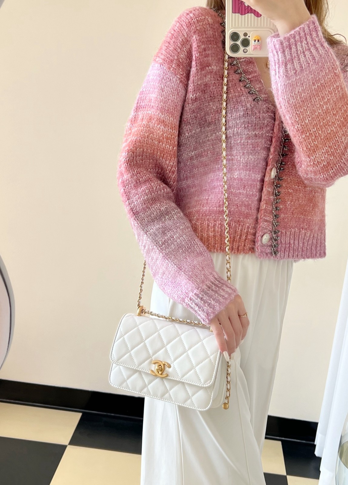 24C 雙金珠口蓋包 白色 小號_7