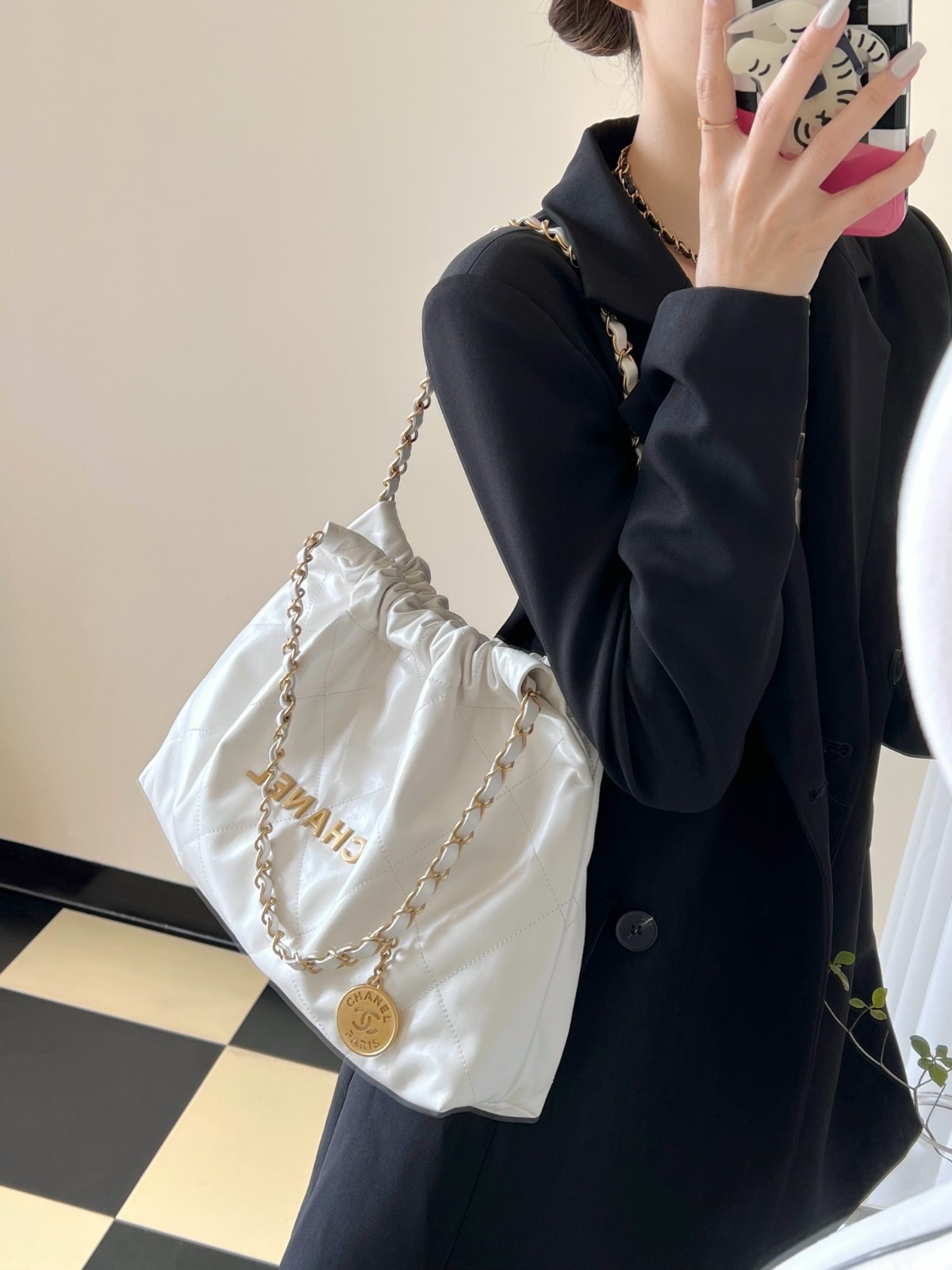 24C 橫款22Bag白色/金扣_7