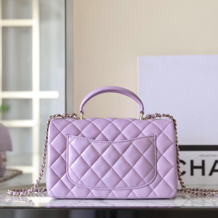 24P手柄口蓋包 CF大Mini手提包 紫色_3