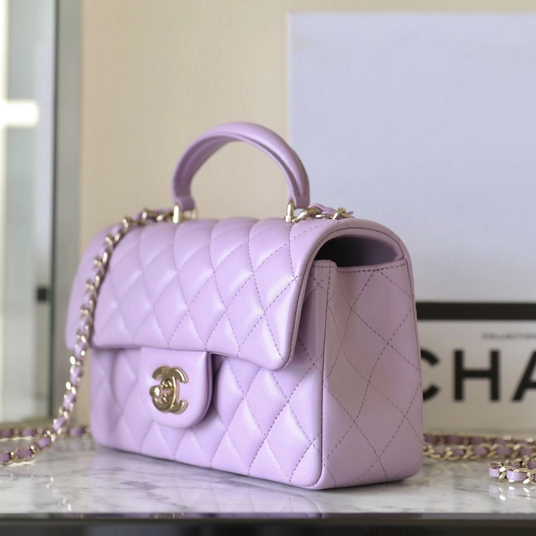 24P手柄口蓋包 CF大Mini手提包 紫色_2