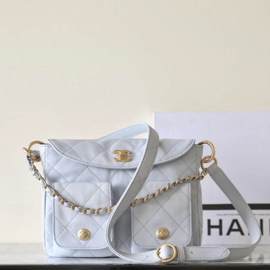 24P 郵差包/嬉皮包淡灰藍 小號_1