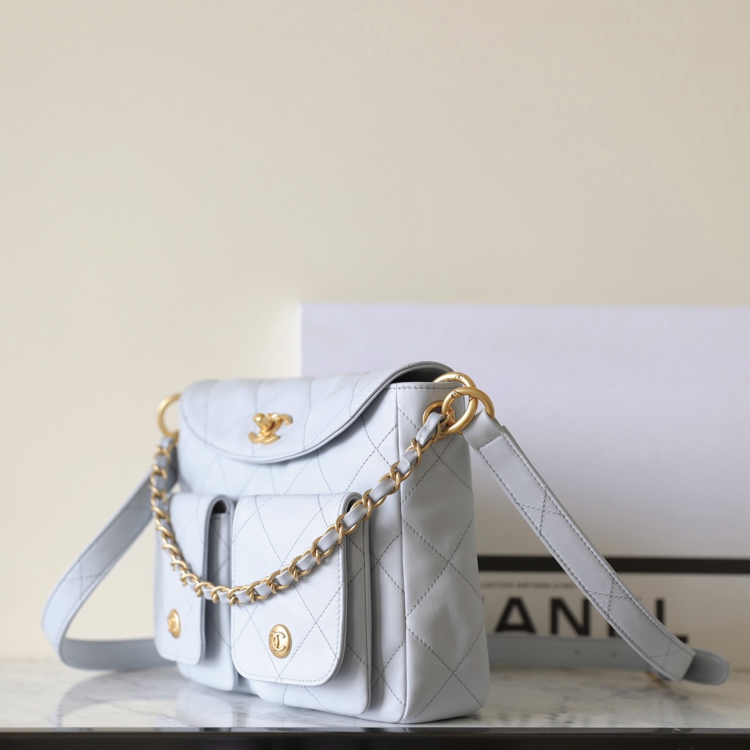 24P 郵差包/嬉皮包淡灰藍 小號_2