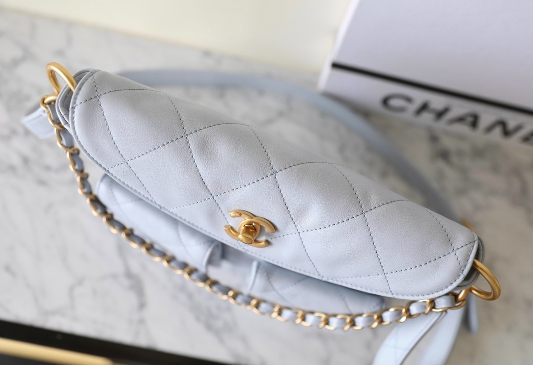 24P 郵差包/嬉皮包淡灰藍 小號_4