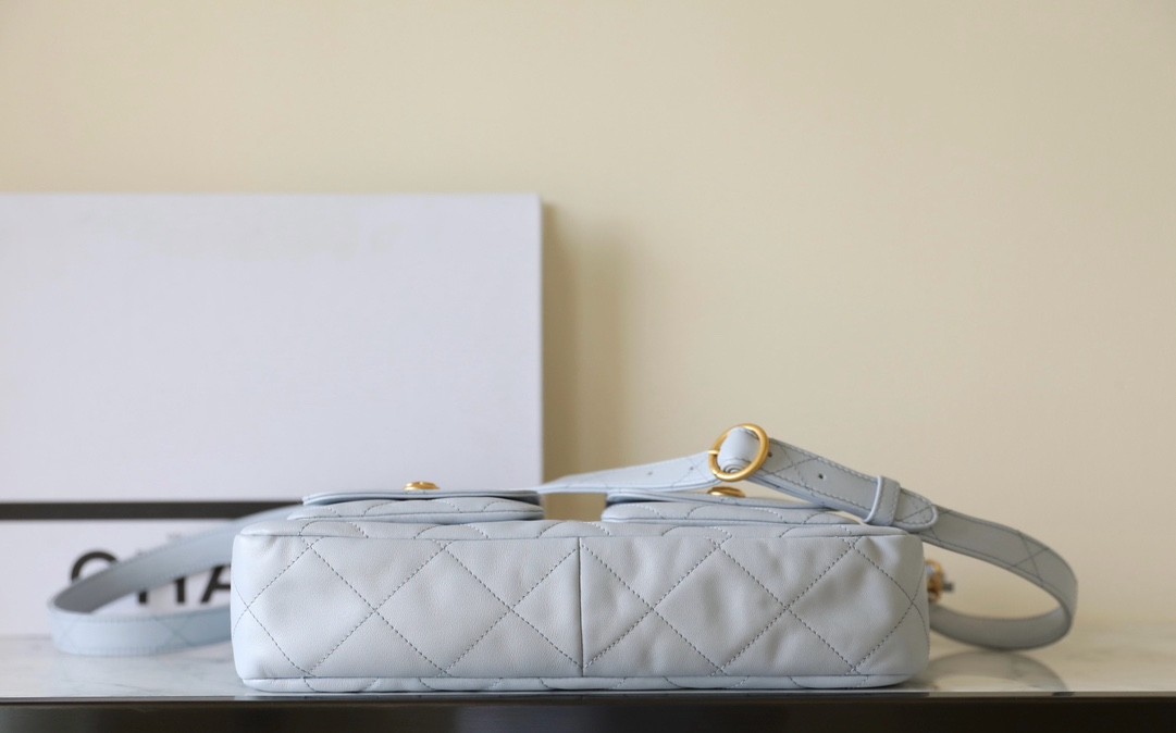 24P 郵差包/嬉皮包 淡灰藍大號_6