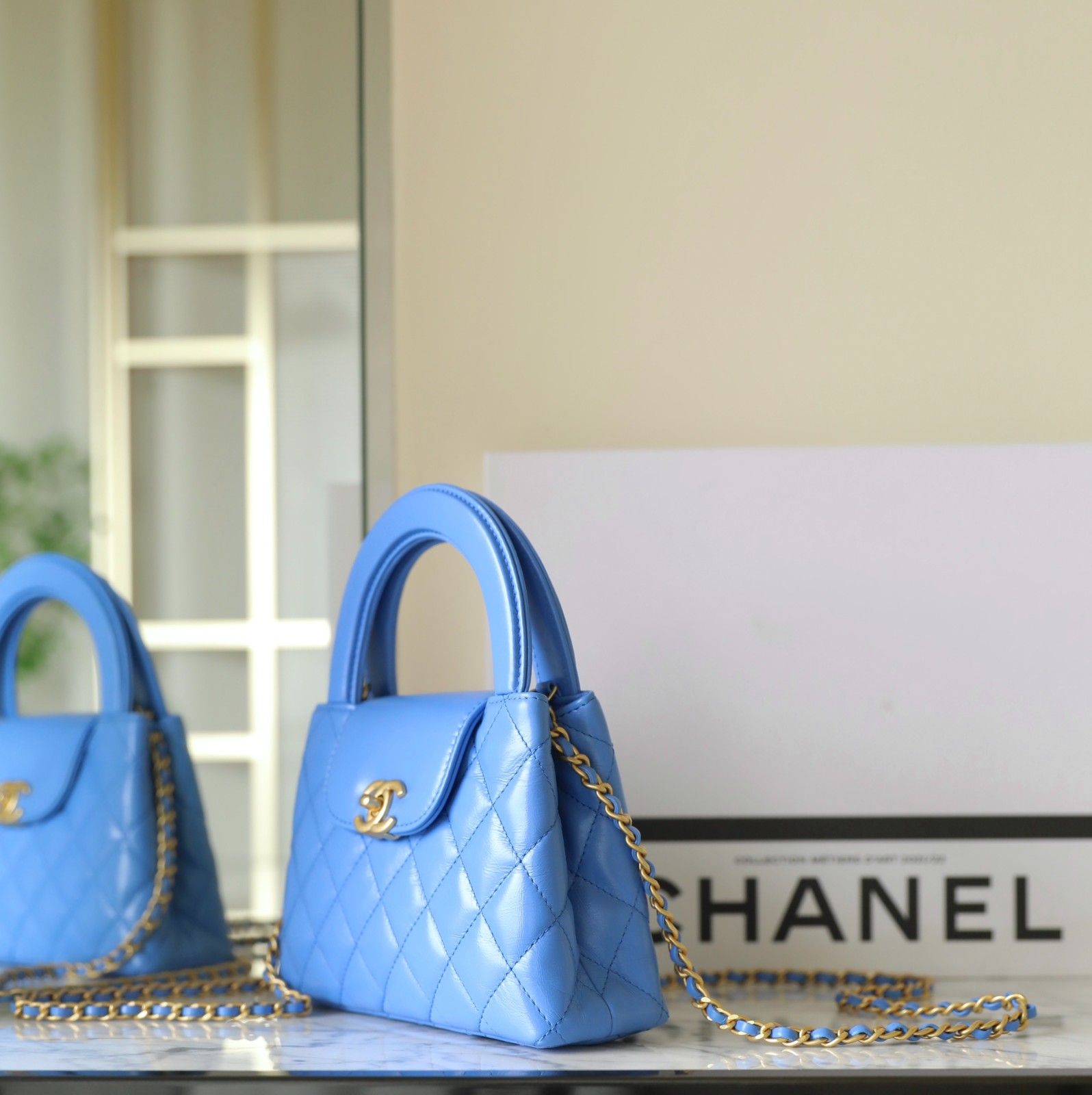 24P系列Kelly手提鏈條包大號 海藍_2