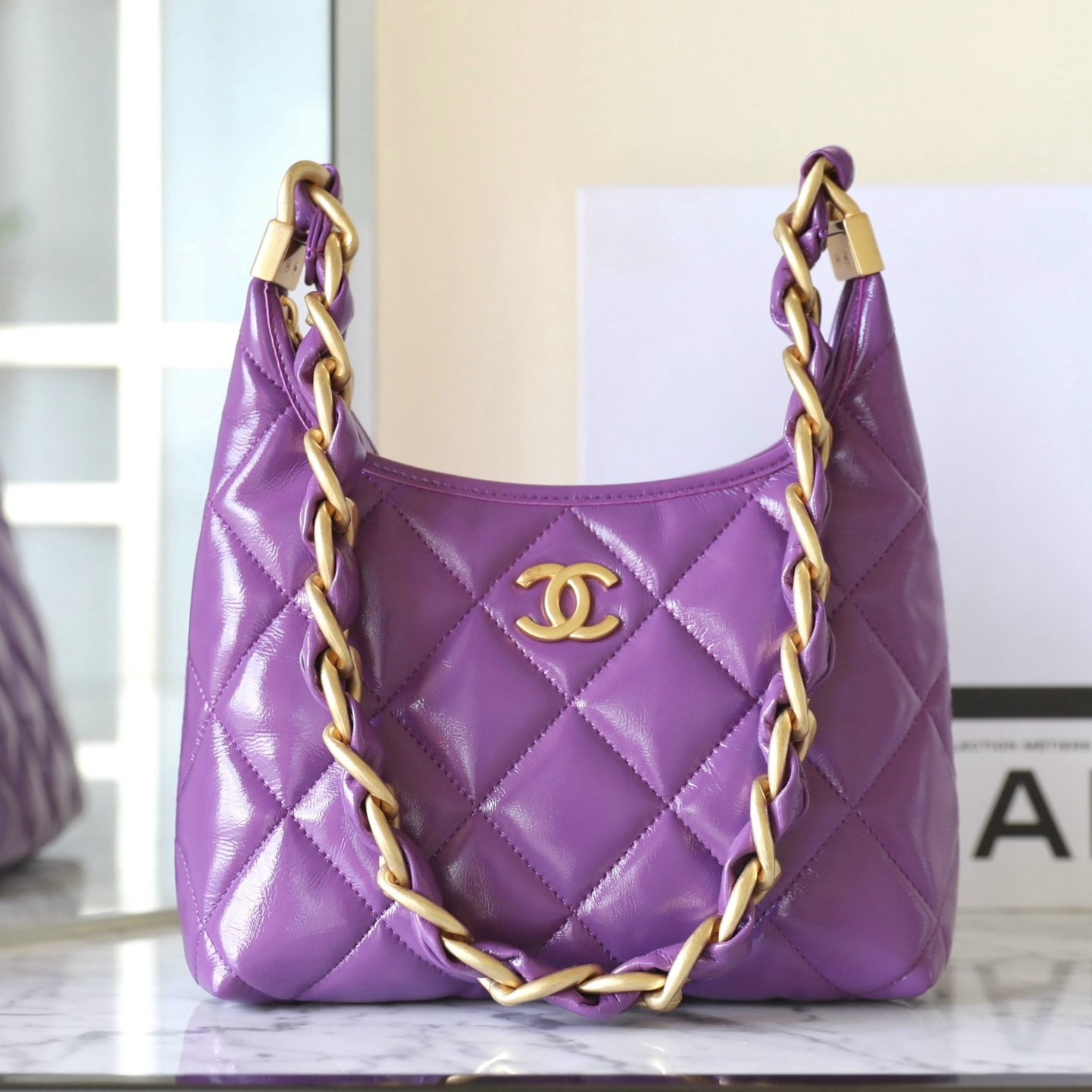 24A亮面羊皮腋下包紫色 小號_1