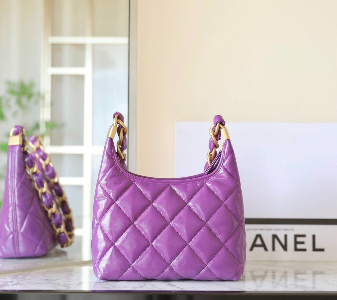 24A亮面羊皮腋下包紫色 小號_4