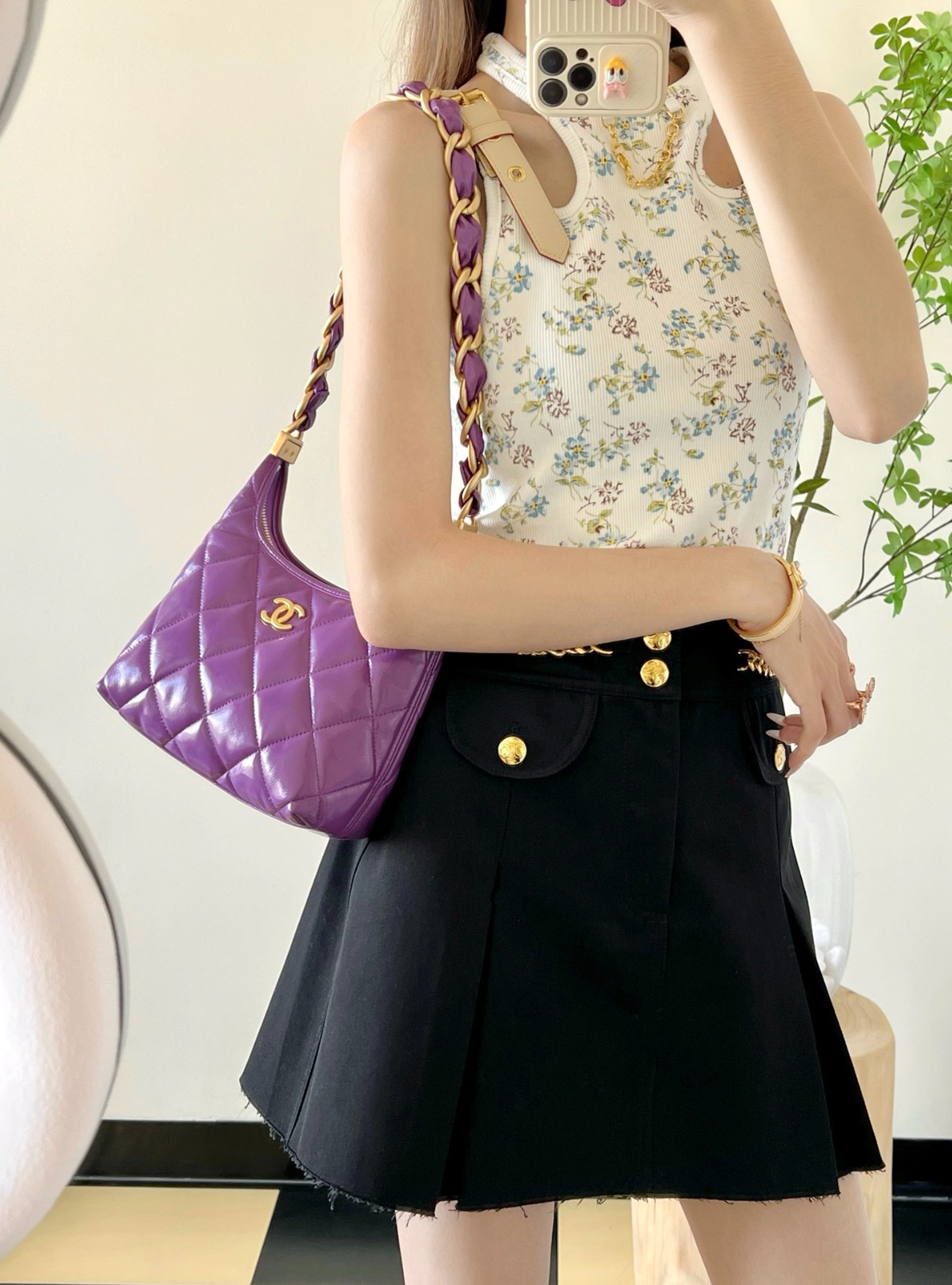 24A亮面羊皮腋下包紫色 小號_8