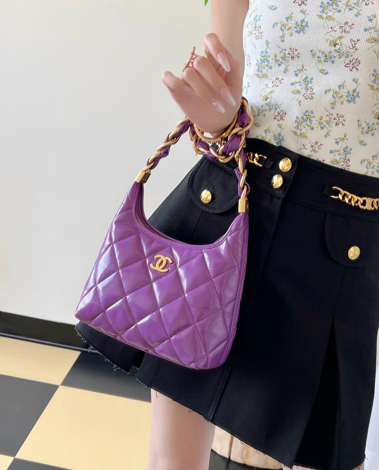 24A亮面羊皮腋下包紫色 小號_9