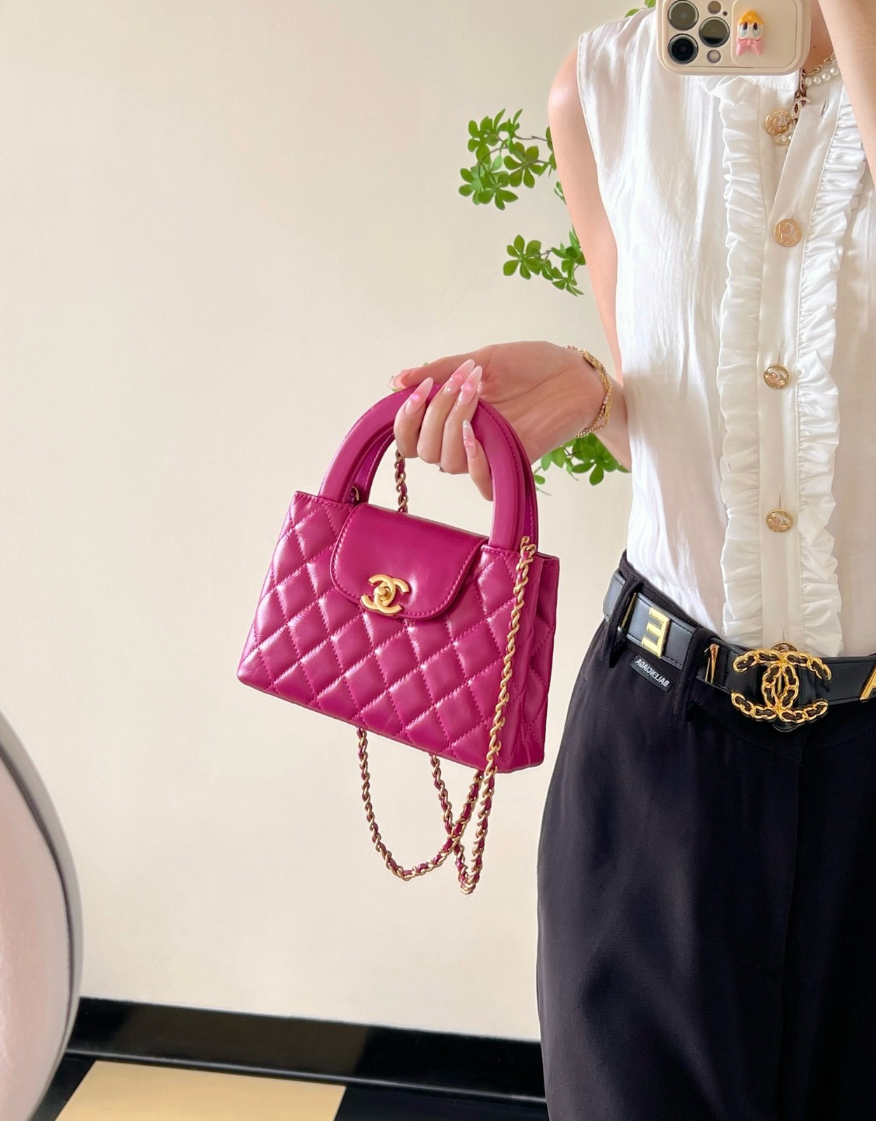 24A Kelly手提包大號紫紅色_8