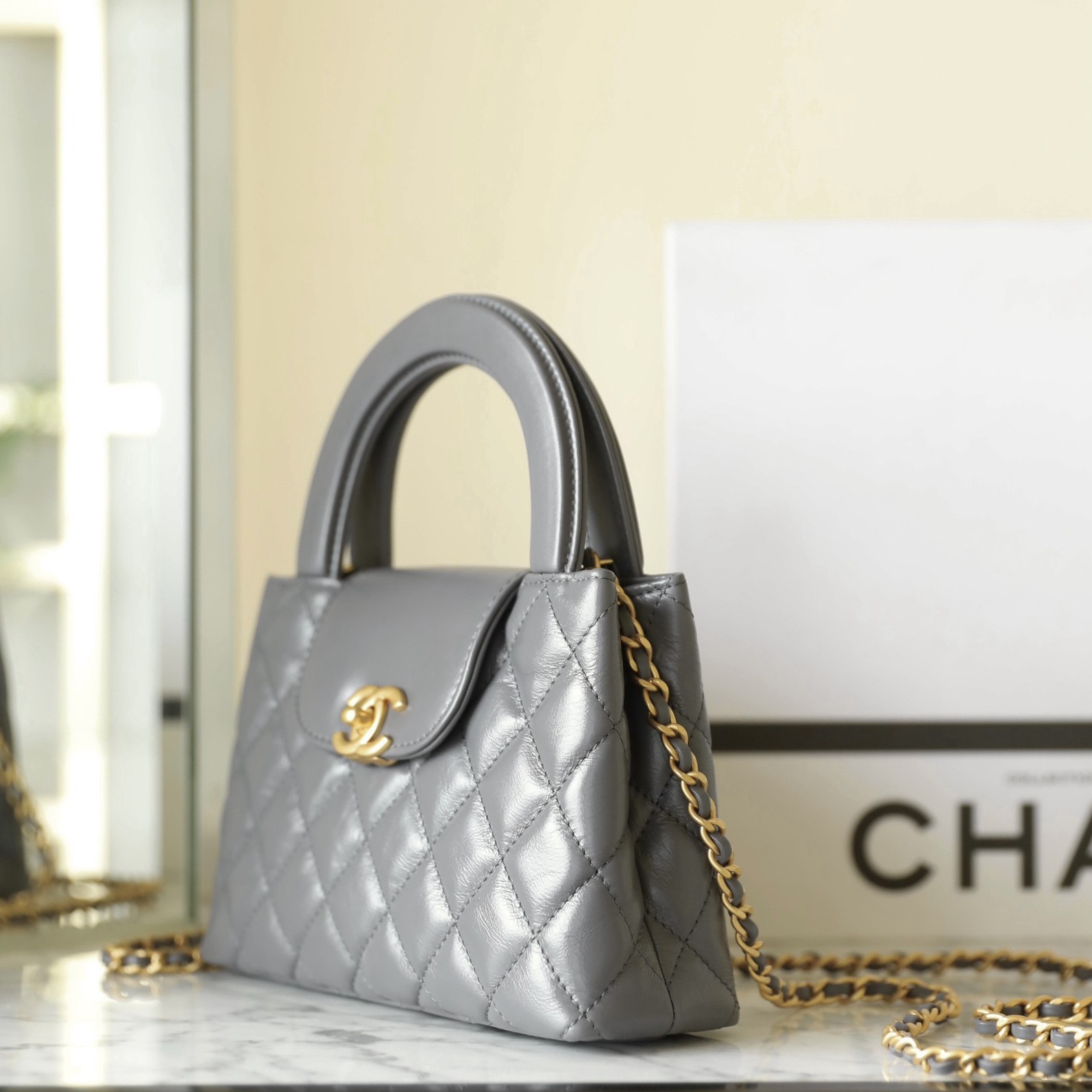 24A Kelly手提包大號深灰色_2