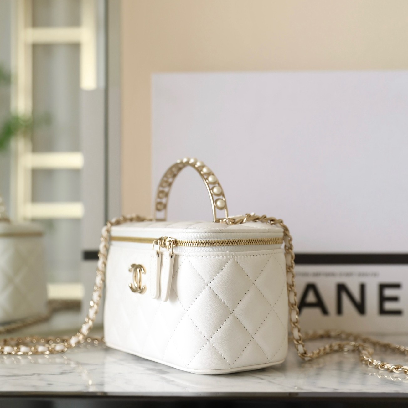 24S 珍珠手提長盒子 白色_2