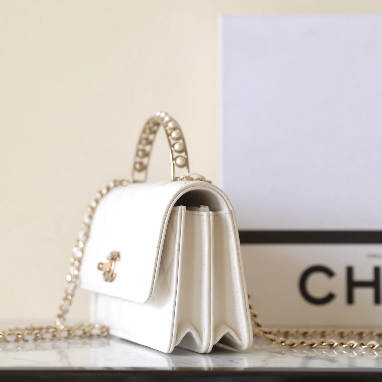 24S 珍珠手提風琴包 白色 24P_2