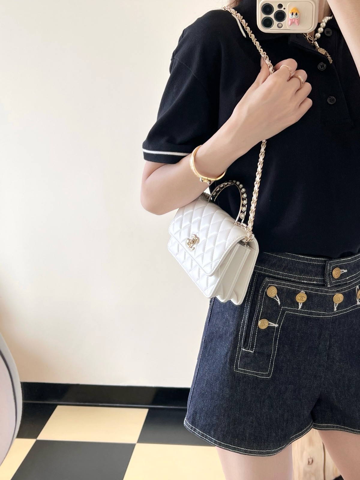 24S 珍珠手提風琴包 白色 24P_7