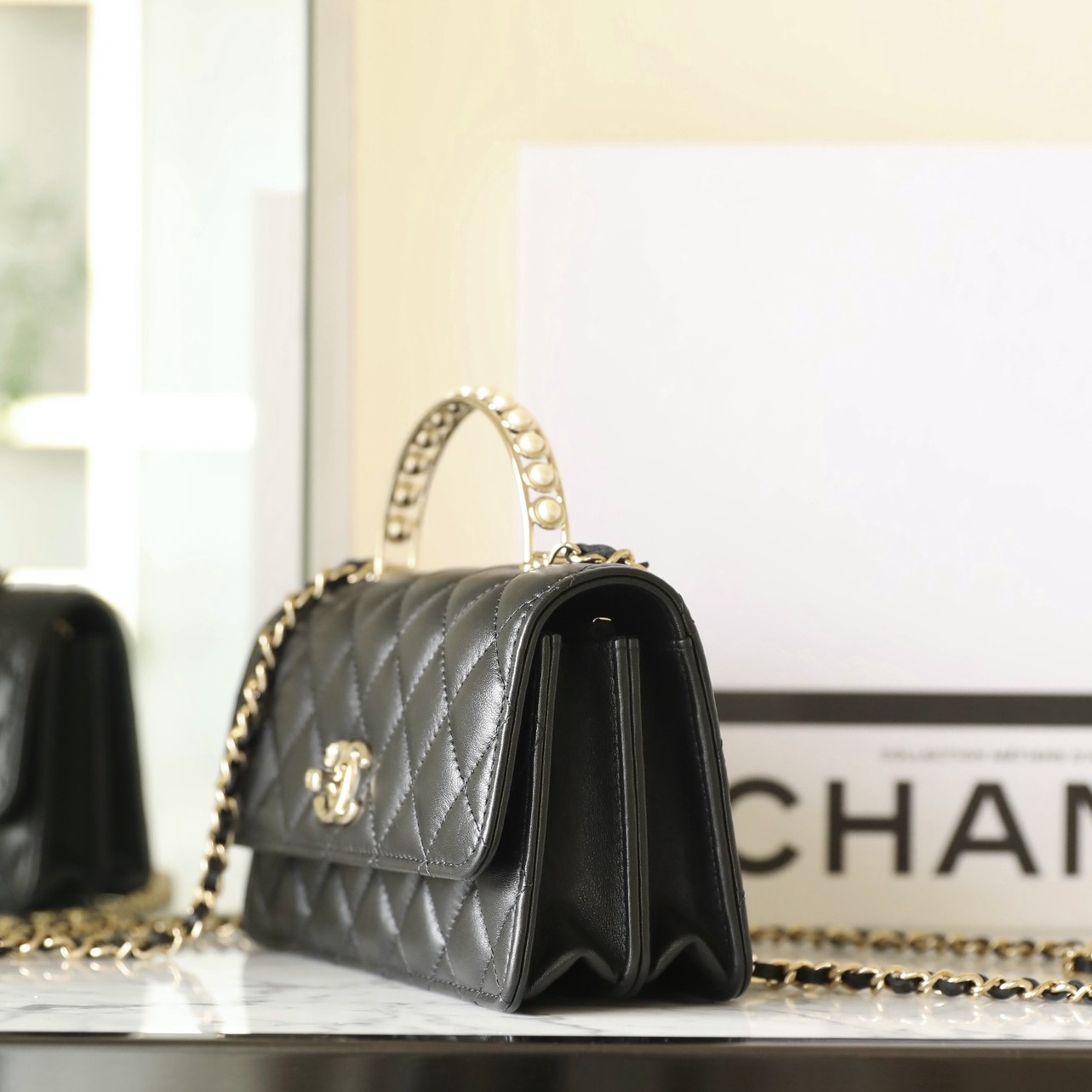 24S 珍珠手提風琴包 黑色_2