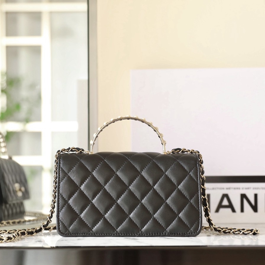 24S 珍珠手提風琴包 黑色_4