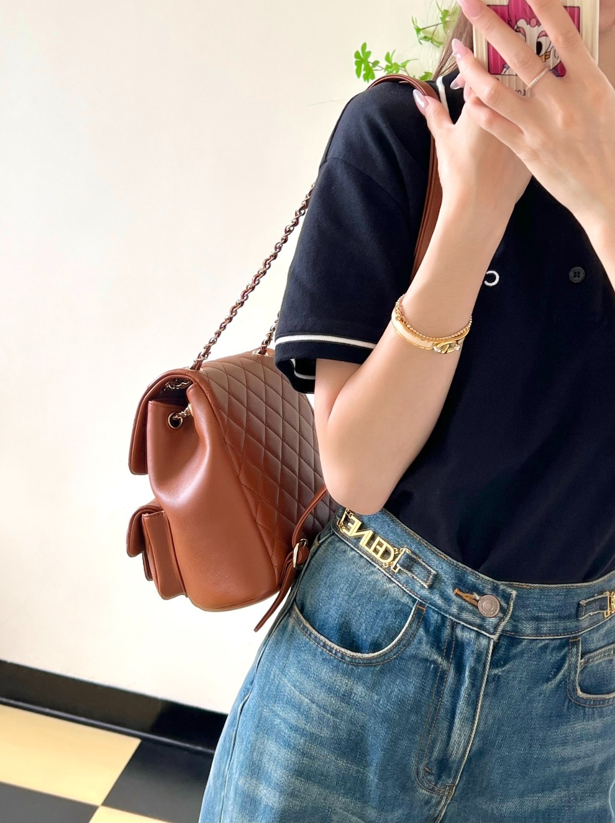 青蛙包雙肩包大號巧克力色_8