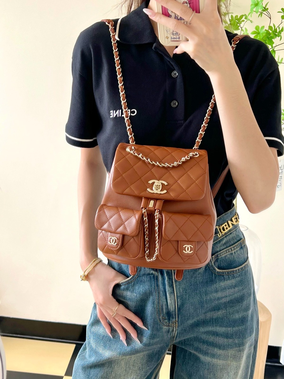 青蛙包雙肩包大號巧克力色_9