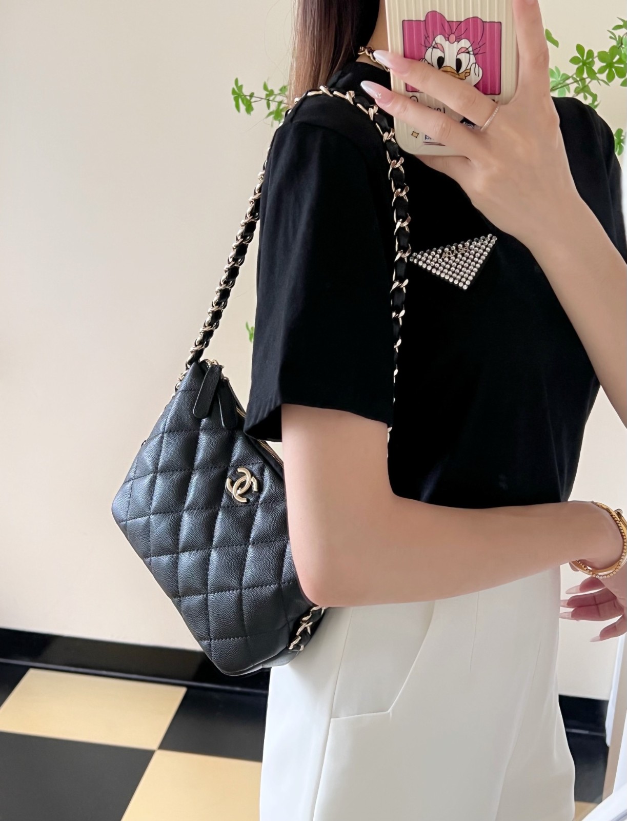 24P Hobo腋下包餃子包小號黑金_9