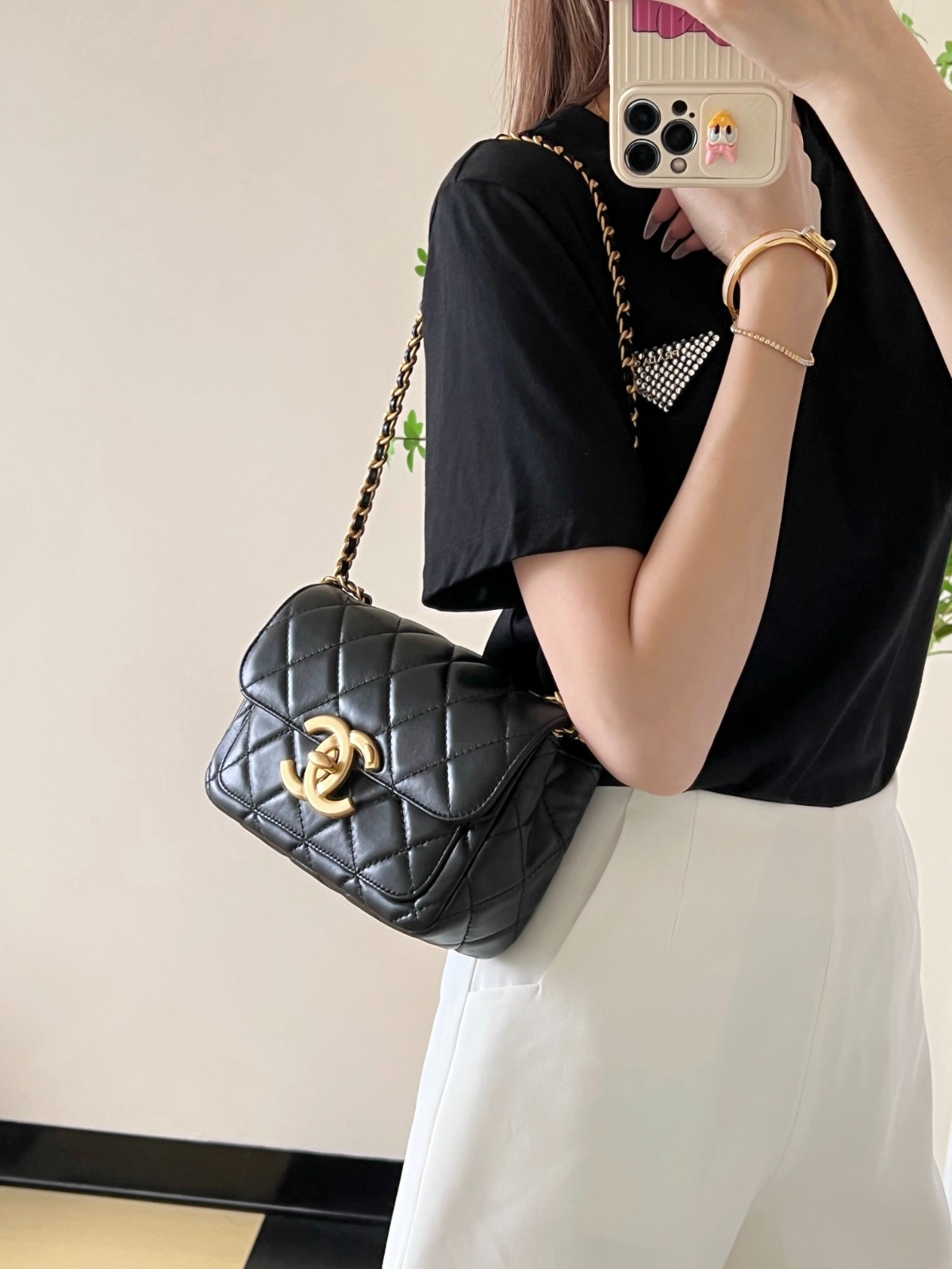 大Logo口蓋包 黑色_9