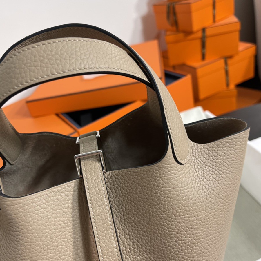 菜籃子Picotin 18 風衣灰銀扣 TC皮_2