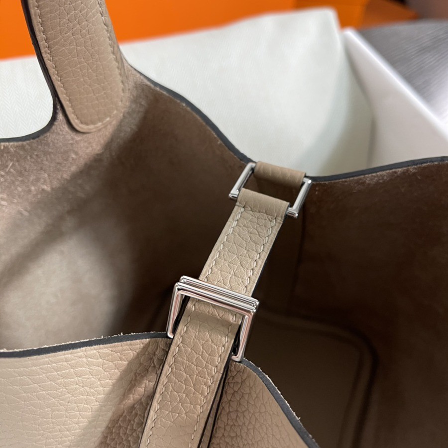 菜籃子Picotin 18 風衣灰銀扣 TC皮_6