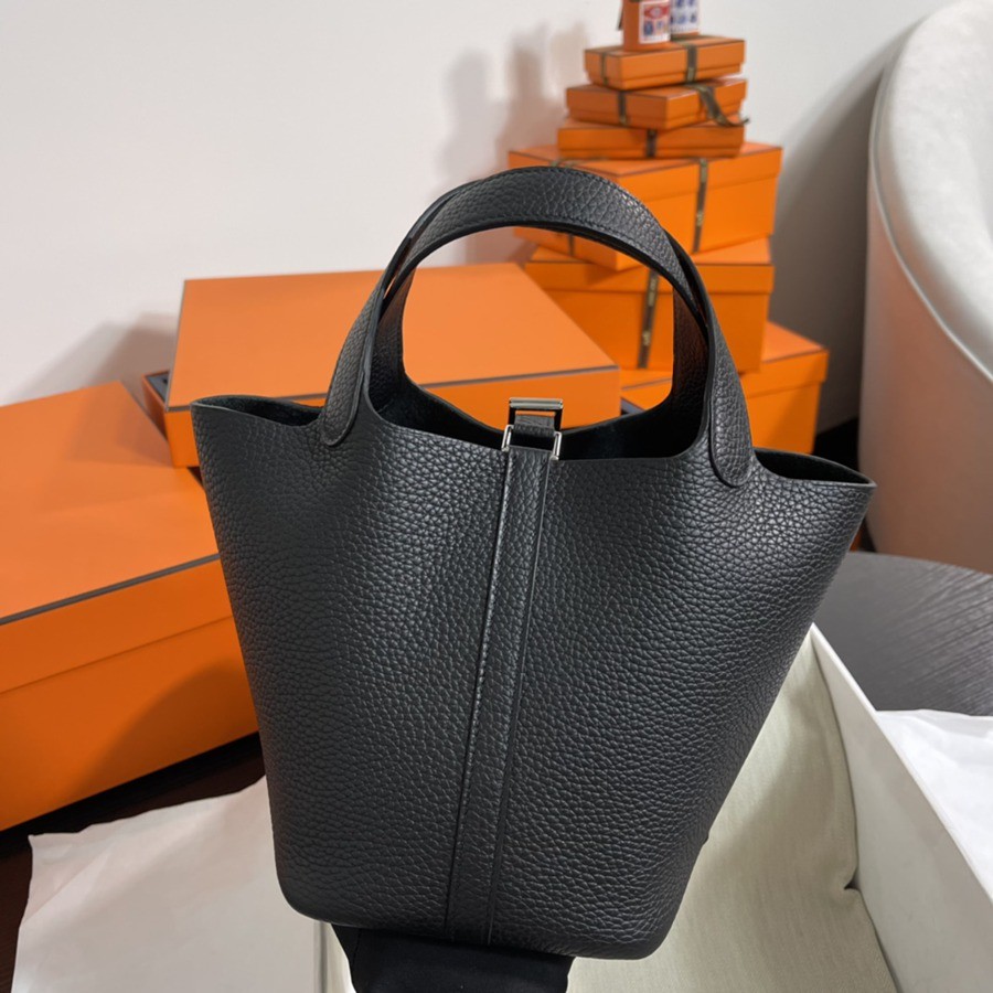 菜籃子Picotin 18 黑色銀扣 TC皮_4