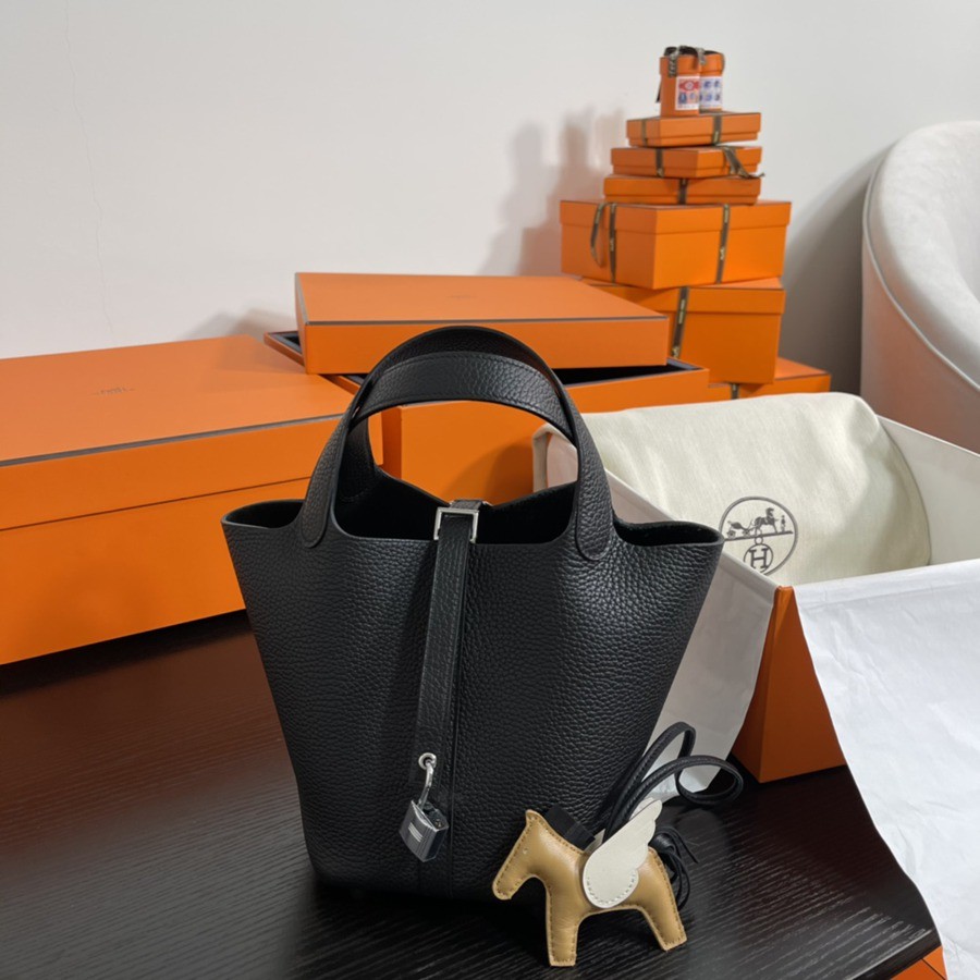 菜籃子Picotin 18 黑色銀扣 TC皮_7