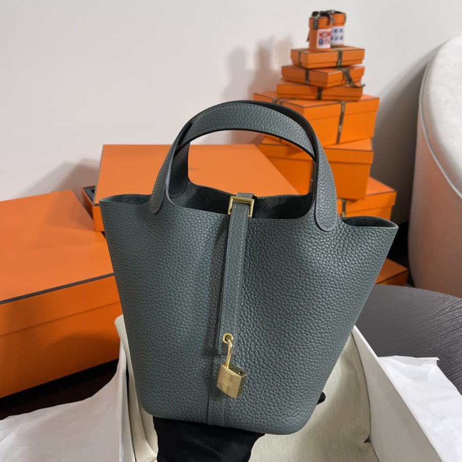 菜籃子Picotin 18 杏仁綠金扣 TC皮_2