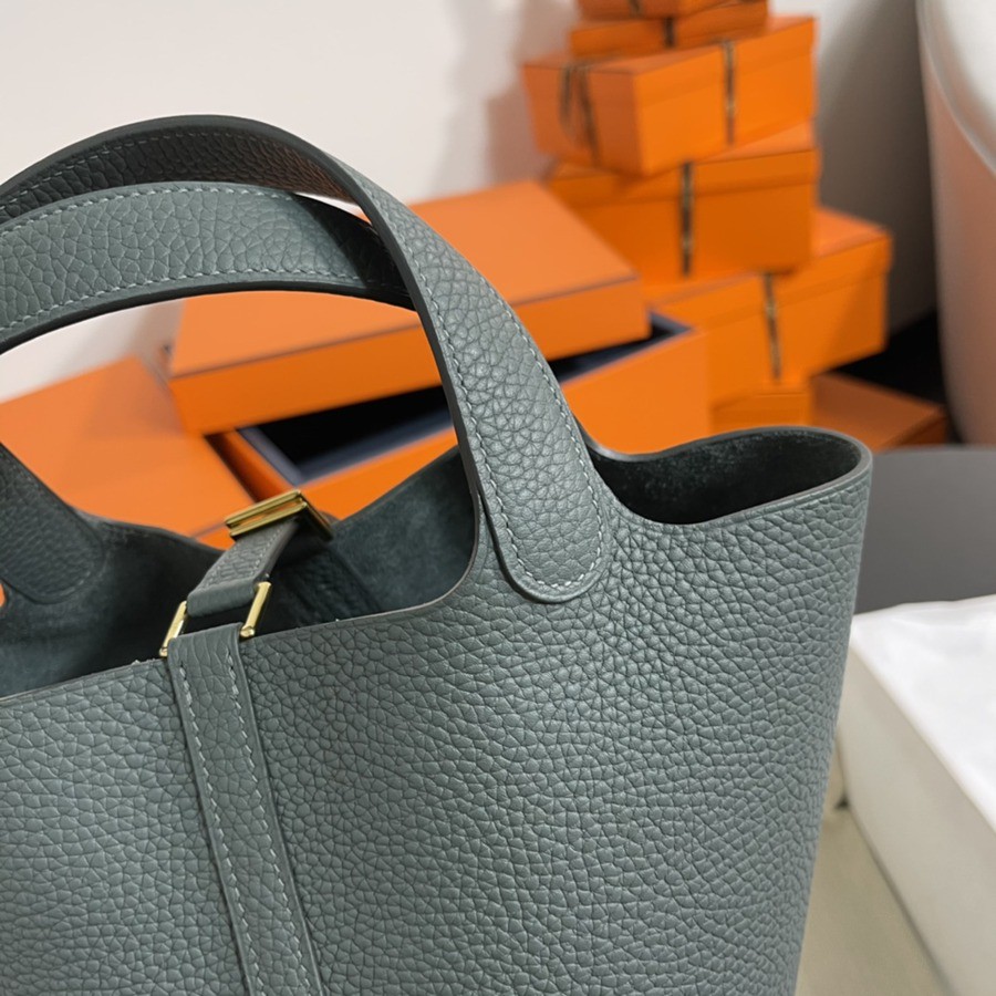 菜籃子Picotin 18 杏仁綠金扣 TC皮_5