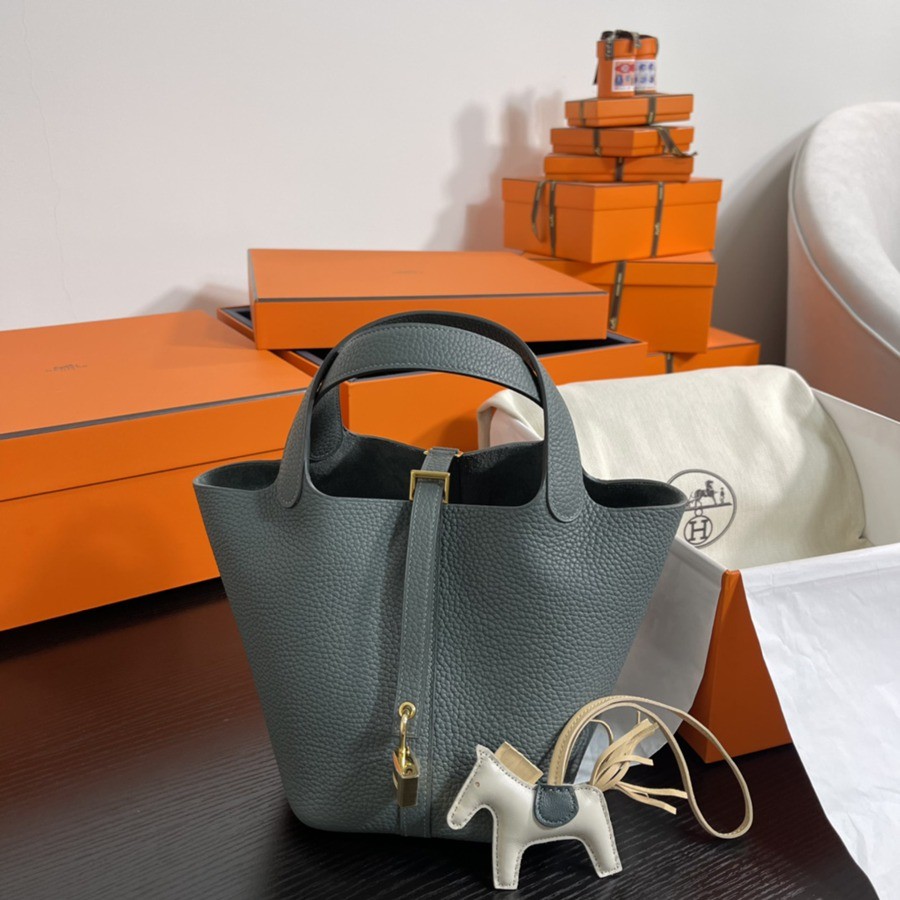 菜籃子Picotin 18 杏仁綠金扣 TC皮_7