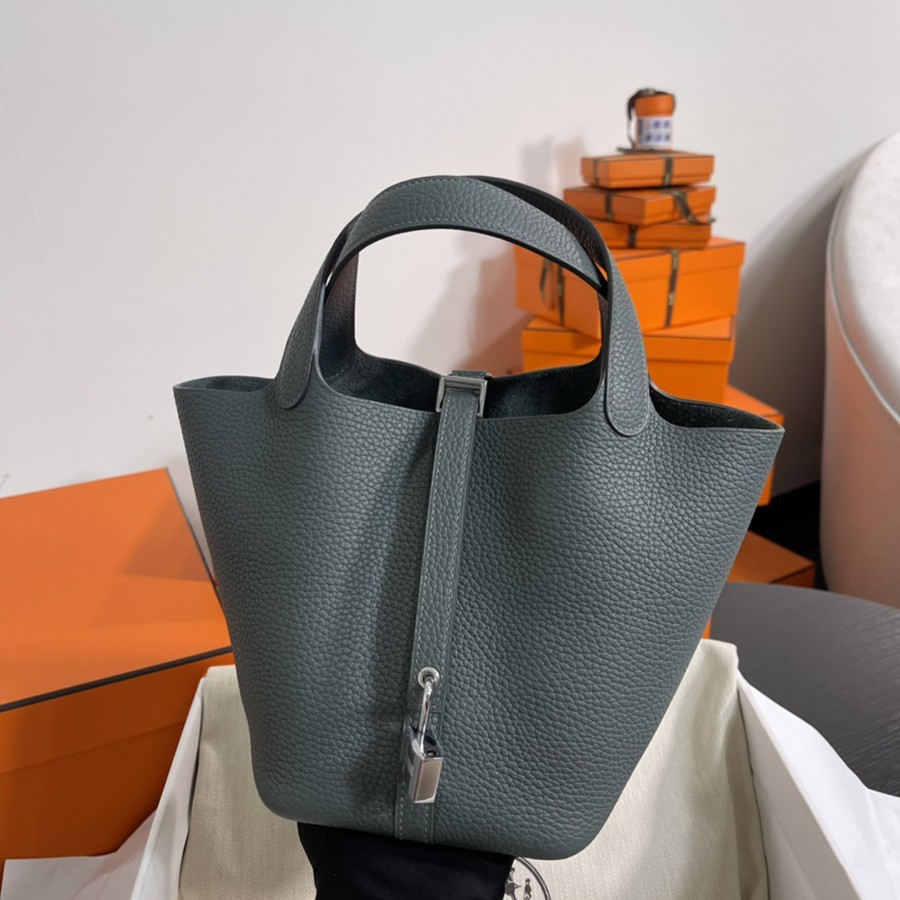 菜籃子Picotin 18 杏仁綠銀扣 TC皮_2