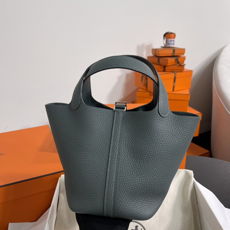 菜籃子Picotin 18 杏仁綠銀扣 TC皮_4