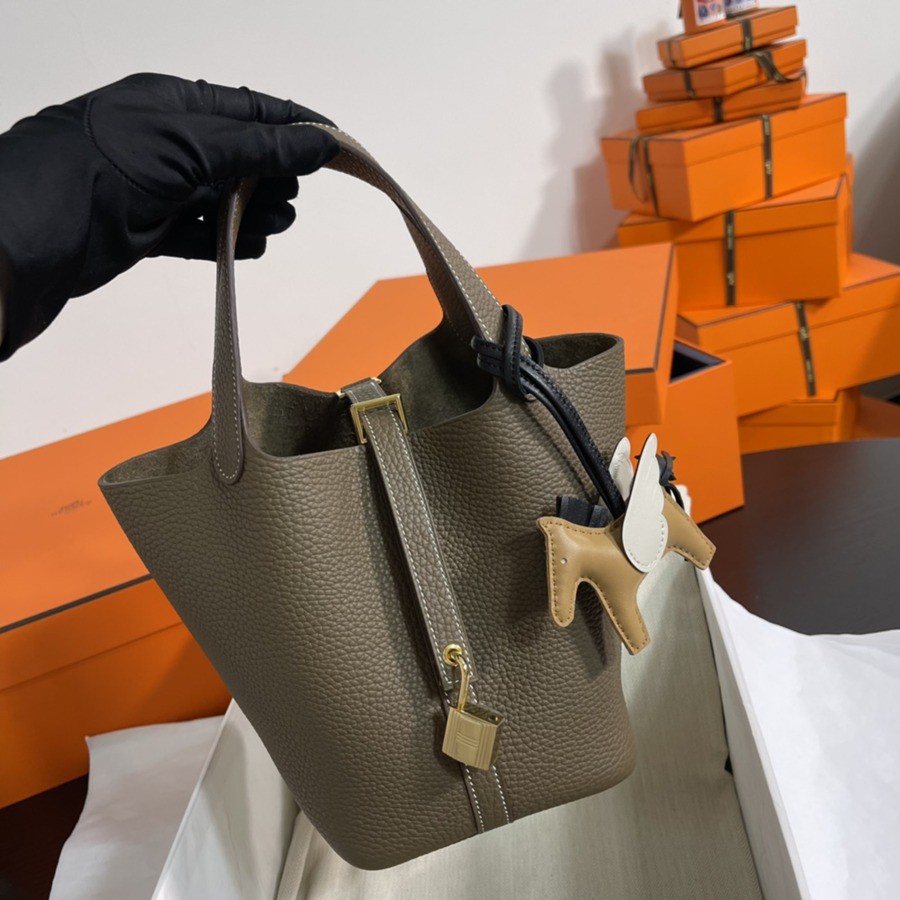 菜籃子Picotin 18 大象灰金扣 TC皮_1