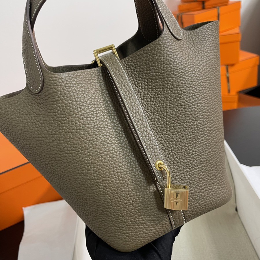 菜籃子Picotin 18 大象灰金扣 TC皮_4