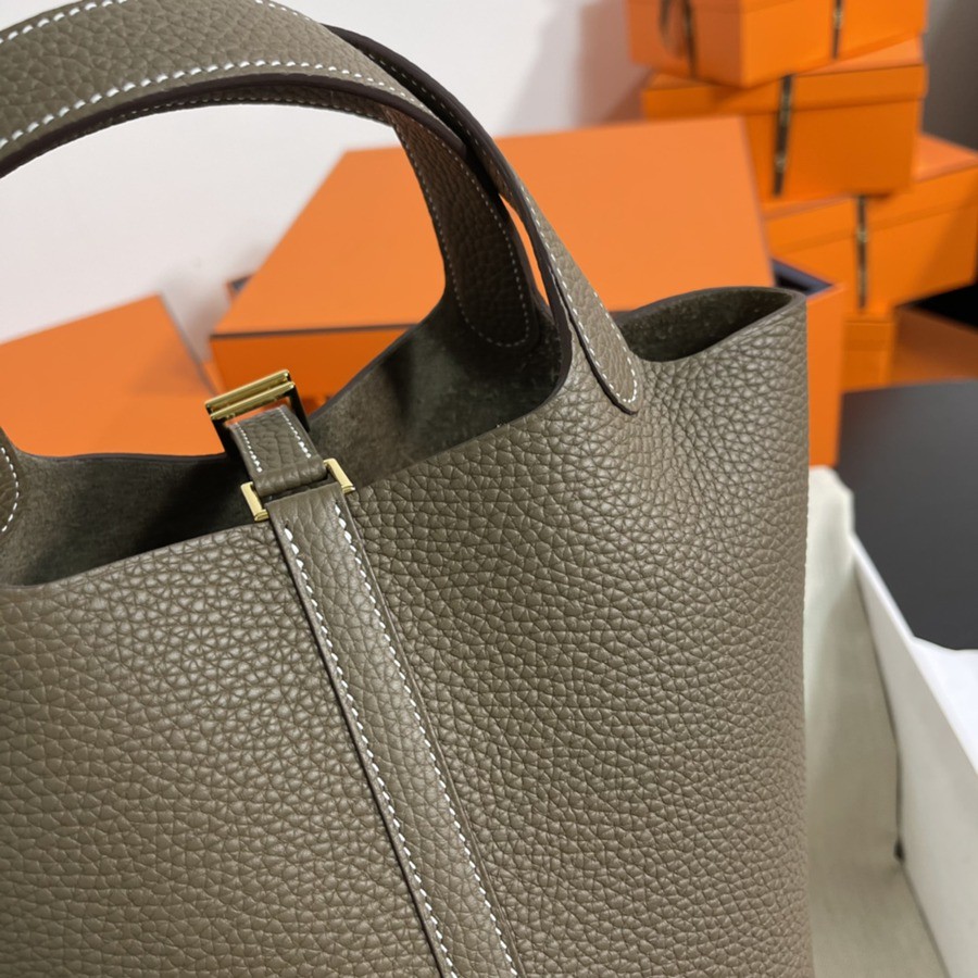 菜籃子Picotin 18 大象灰金扣 TC皮_6