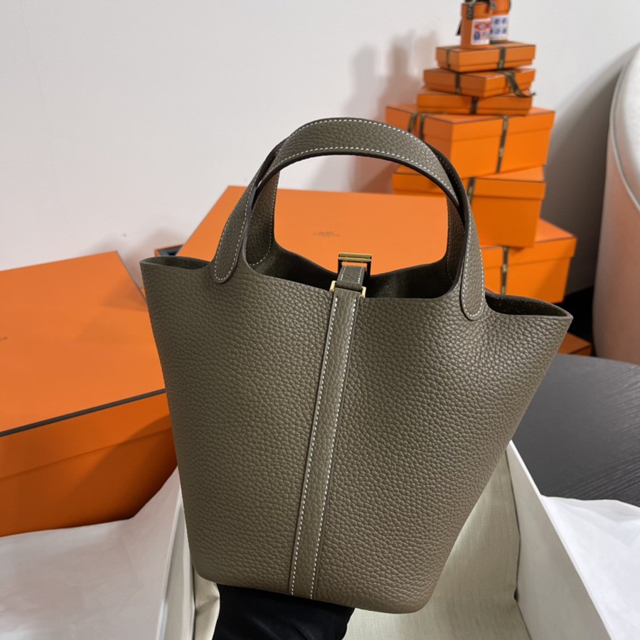 菜籃子Picotin 18 大象灰金扣 TC皮_5